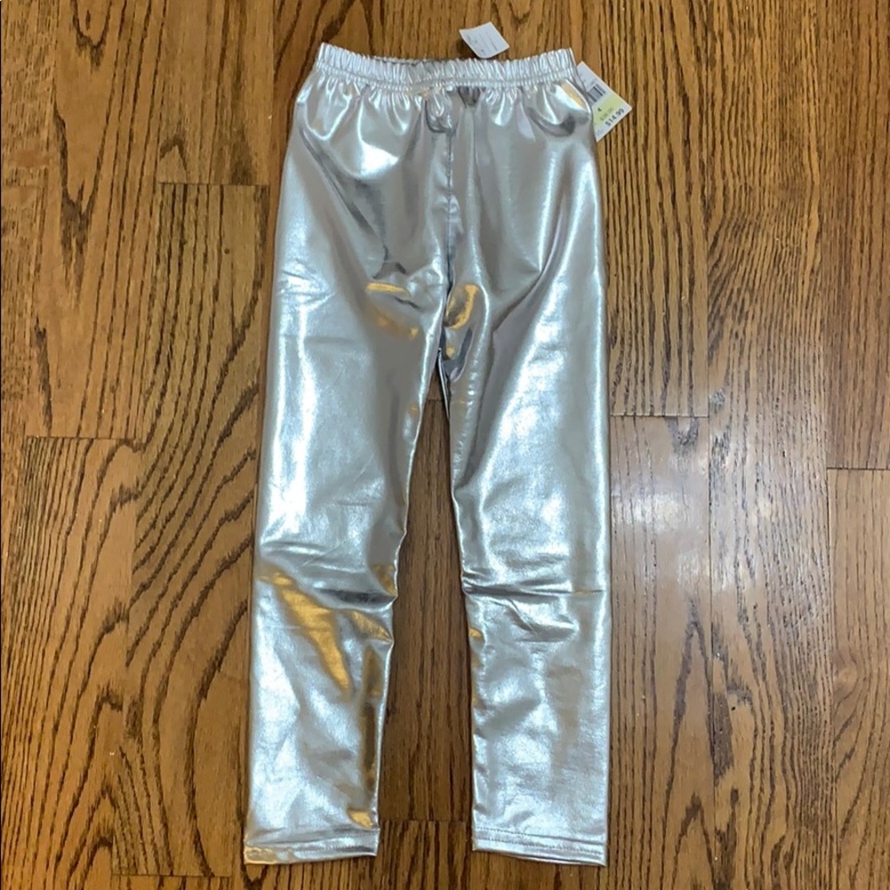 Silver Metallic Girls Leggings
